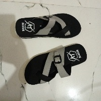 Mens AROTEK Men Flip Flop Slipper Black Grey 6 Size