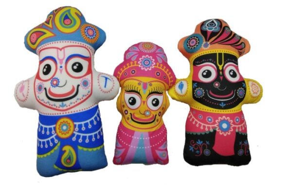 Private Label Jagannath Baldev AND Subhadra Soft Toy Set Devotional Plush Stuffed Dolls for Kids