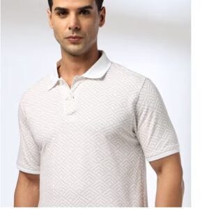 NETPLAY Men Geometric Print Slim Fit Polo T Shirt XL khaki