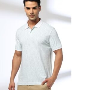 NETPLAY Men Geometric Print Slim Fit Polo T Shirt mint green XL
