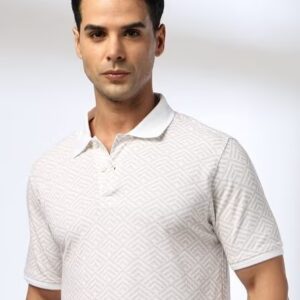 NETPLAY Men Geometric Print Slim Fit Polo T Shirt S