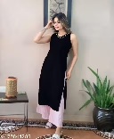 Private Label Womens Sleeveless Kurti Black Free Size