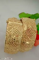 Private Label Brass Gold Plated Kada 2 Pcs 22 Size