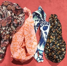 Private Label Knotted Printed Fabric Hair Band 4 Pcs Multicolour