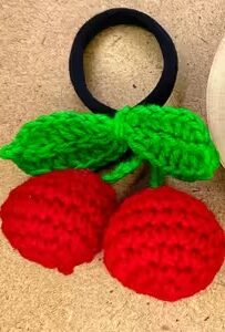Private Label ReverseWheel Handmade Crochet Red Cherry Hair Tie Multi Colour
