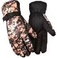 Private Label Winter Warm Army Printed Hand Gloves Brown And Black Colour