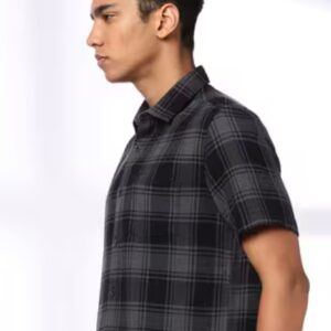 NETPLAY Men Checked Regular Fit Shirt with Patch Pocket grey 40