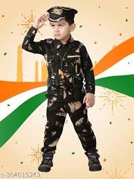 Private Label Army Dress For Boys Indian Military Soldier Costume 34 Size Multicolour
