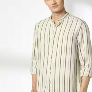 NETPLAY Men Striped Slim Fit Shirt with Patch Pocket ecru 40