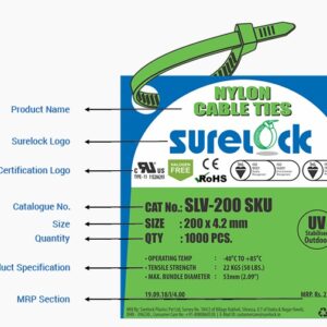 Surelock Nylon Cable Ties Model CAT No SL 150 IB 100 Pcs