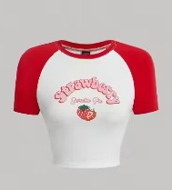 Private Label Women Round Neck Cotton Strawberry Printed Cop Top Red And White Colour Free Size