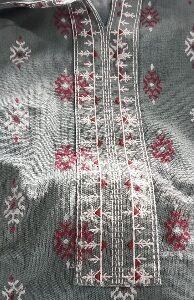 AVAASA MIX N MATCH Embroidered Straight Kurta Grey Colour For Womens M Size