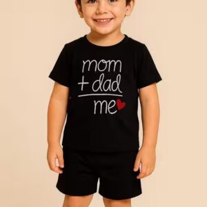 Private Label Kids Cotton Half Sleeve Clothigs Set Black Colour 3 Years