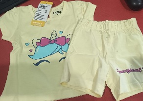 N O W Kids Top And Shorts Set Yellow Colour 3 To 6 M