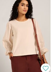 Pantaloons Pink Solid Casual Full Sleeves Round Neck Women Relaxed Fit Top S