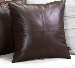 Private LabeL Leather Pillow BROWN