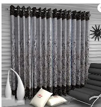 Home Sizzler 153cm Polyester Semi Transparent Window Curtain Pack Of 4 Printed Brown