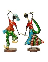 Private Label Irons Musician Playing Garba Dandiya Set Of Two Multicolour