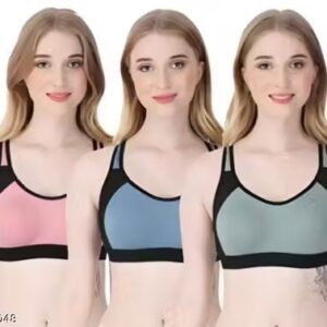 Private Label Women Sports Non Padded Exercise gym Running Bra Multi Colour 28 Size Pack Of 3