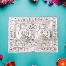 Private Label Tray Shape Special Puja Thali Silver Colour