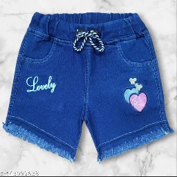Private Label GIRLS DENIM BLUE SHORTS Free Size Blue Colour
