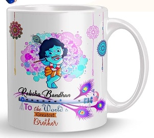 Private Label Coffee Mug Krihna Print White Colour