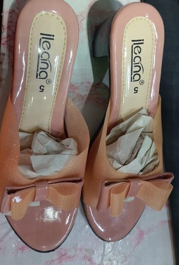 Private Label Transparent Bow Heels Size 6