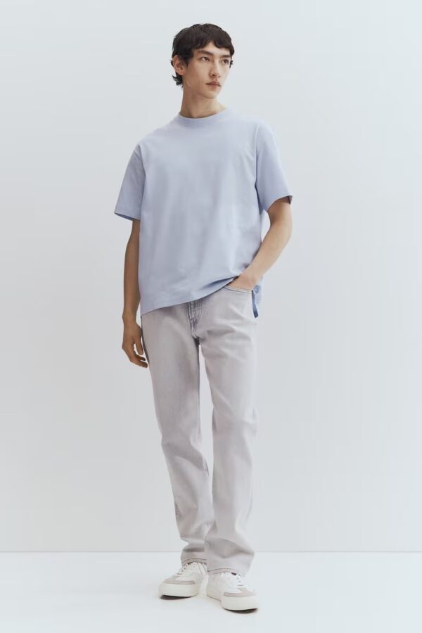 H And M Regular fit T Shirt For Mens S Size Sky Blue Colour