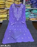 Private Label Chikankari Georgette Mirror Work Kurti With Inner Purple Colour 44 Size