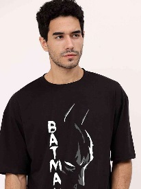 Leotude Typography Printed Cotton Oversized Tshirt Black M Size