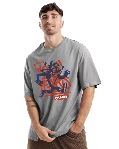 Private LabelMen Graphic Print Oversized Fit Round Neck T Shirt M Size Grey Colour