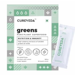 Cureveda Greens Pure Plant Based Superfood for Men and Women Daily Nutrition 30 Healthy Sticks 360GM