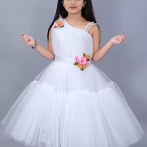 Private Label Agile Stylish Girls Frocks White Colour Free Size