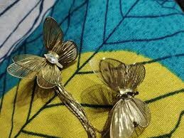 Private Label Estailo Shining Butterfly Long Chain Earrings Goldren Colour