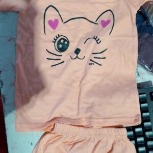 Private Lable Girls Cotton Graphic T shirt size free orange