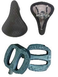 Private Label Bicycle Comfort Seat with Quilted Pattern and Non Slip Pedals Set Black