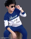 Private Label Modern Trendy Boys Top And Bottom Sets 7 To 8 Y White And Blue