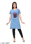 Private Label Womens Night Wear Long T Shirt SSize Light Blue