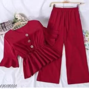 Private Label Pretty Modern Fancy Top And Bottom Sets For Girls Marron Colour Free Size