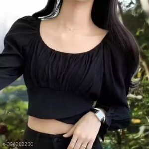 Private Label Women Latest Design Crop Top Black Colour Free Size