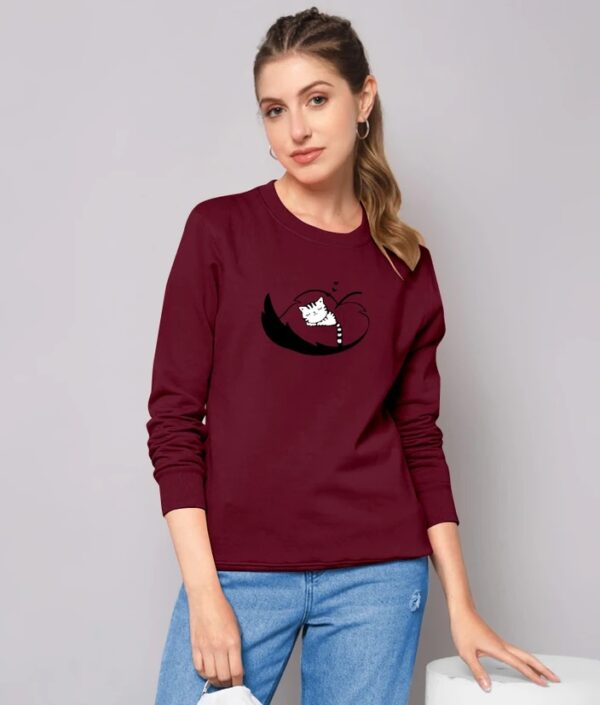 Private Label Women Casual Marron full Sleeve printed tshirt