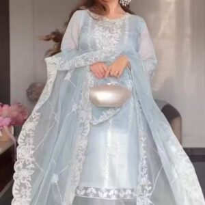 Private Label Women Sky Blue Colour Kurti Set S Size