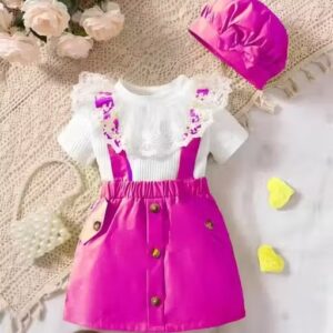 Private Label Kids Solid Round Neck Pink Frocks Free Size