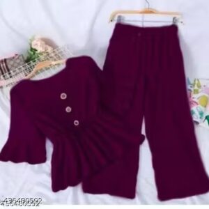 Private Label Pretty Modern Fancy Top And Bottom Sets For Girls Purple Colour 34 Size