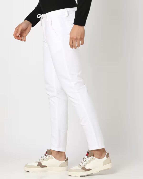 Netplay Men Slim Fit White Cotton Blend Trousers 34 Size