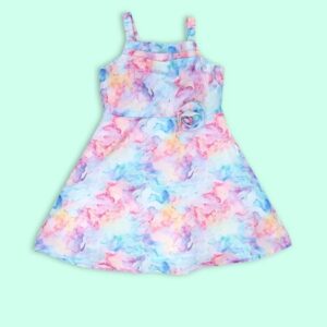 Private Lable Doodle Purple Printed Knee Length Party Girls Frock Size 4y