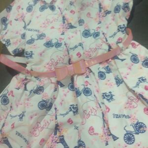 Private LableDoodle Girls Conversational Printed Shirt Collar Fit Flare Dress White Size 4y