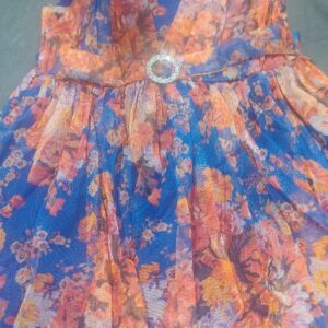 Private Lable Doodle Girls Floral Printed Net Fit Flare Dress Size 6m 1y Navy