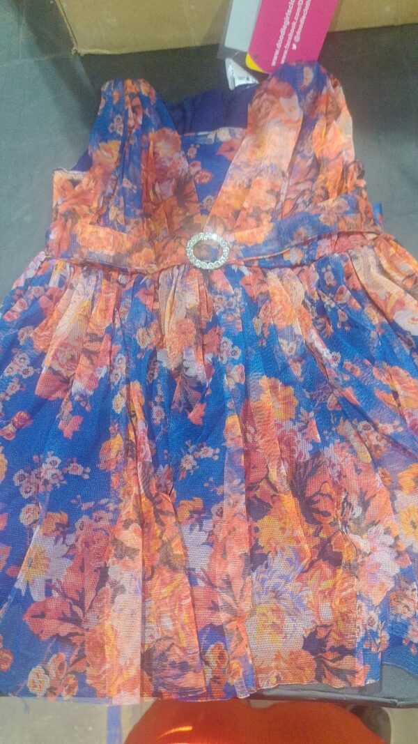 Private Lable Doodle Girls Floral Printed Net Fit Flare Dress Size 6m 1y Navy