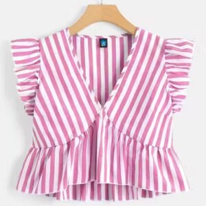 Private Label Women V Neek Top Pink Colour L Size